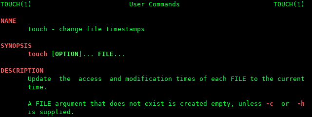 touch man page
